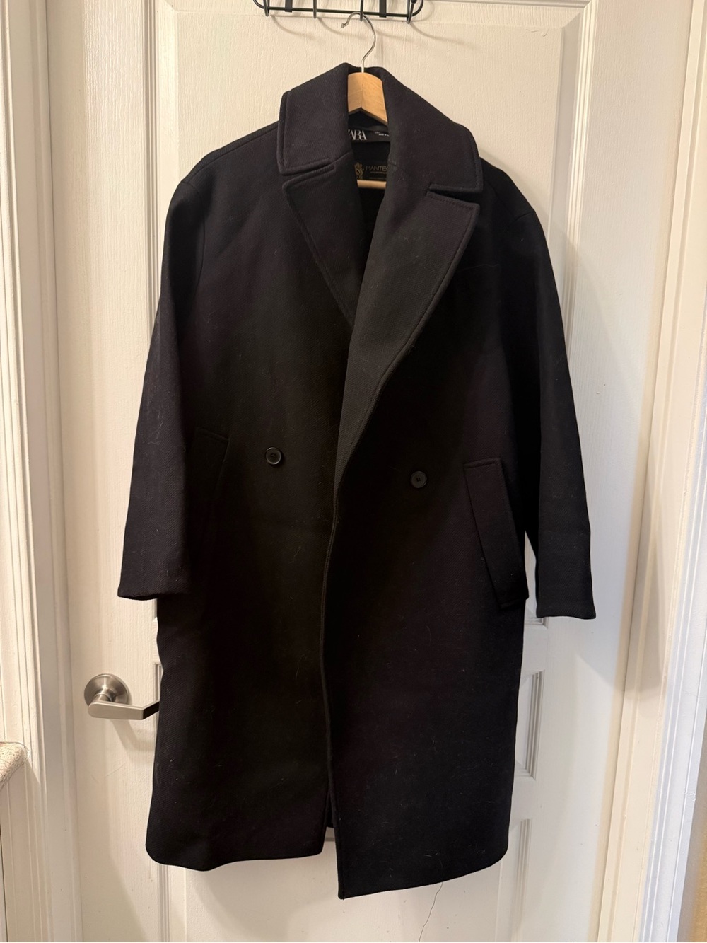 Zara Men's Black Wool Pea Coat